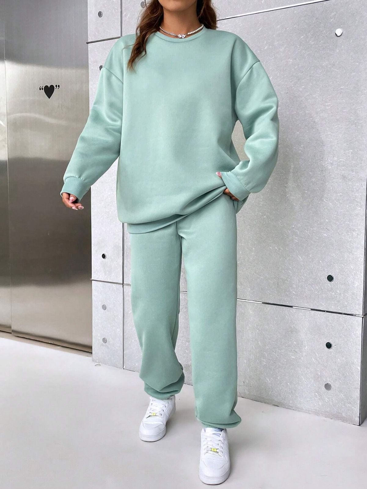 Mint Green Colour Women's Comfortable Co-Ord Set with Graphic Print