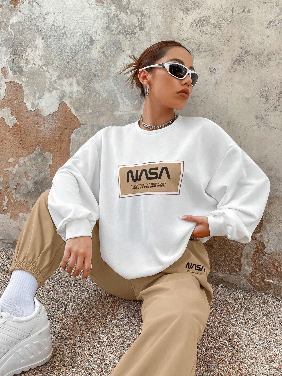 Wood Brown Colour Women's Comfortable Co-Ord Set with Graphic Print