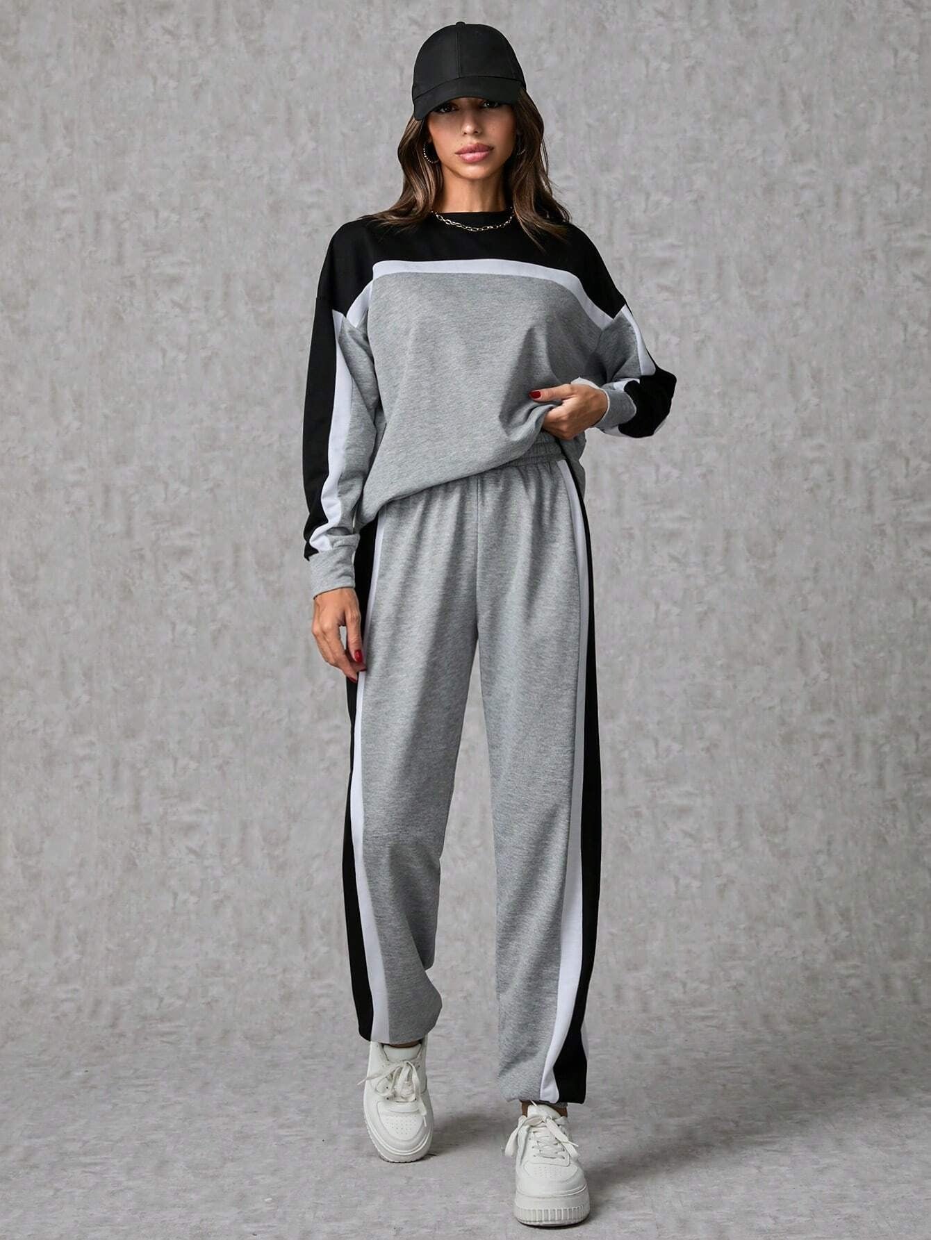 Trendy Blue Colorblock Women’s Co-Ord Set