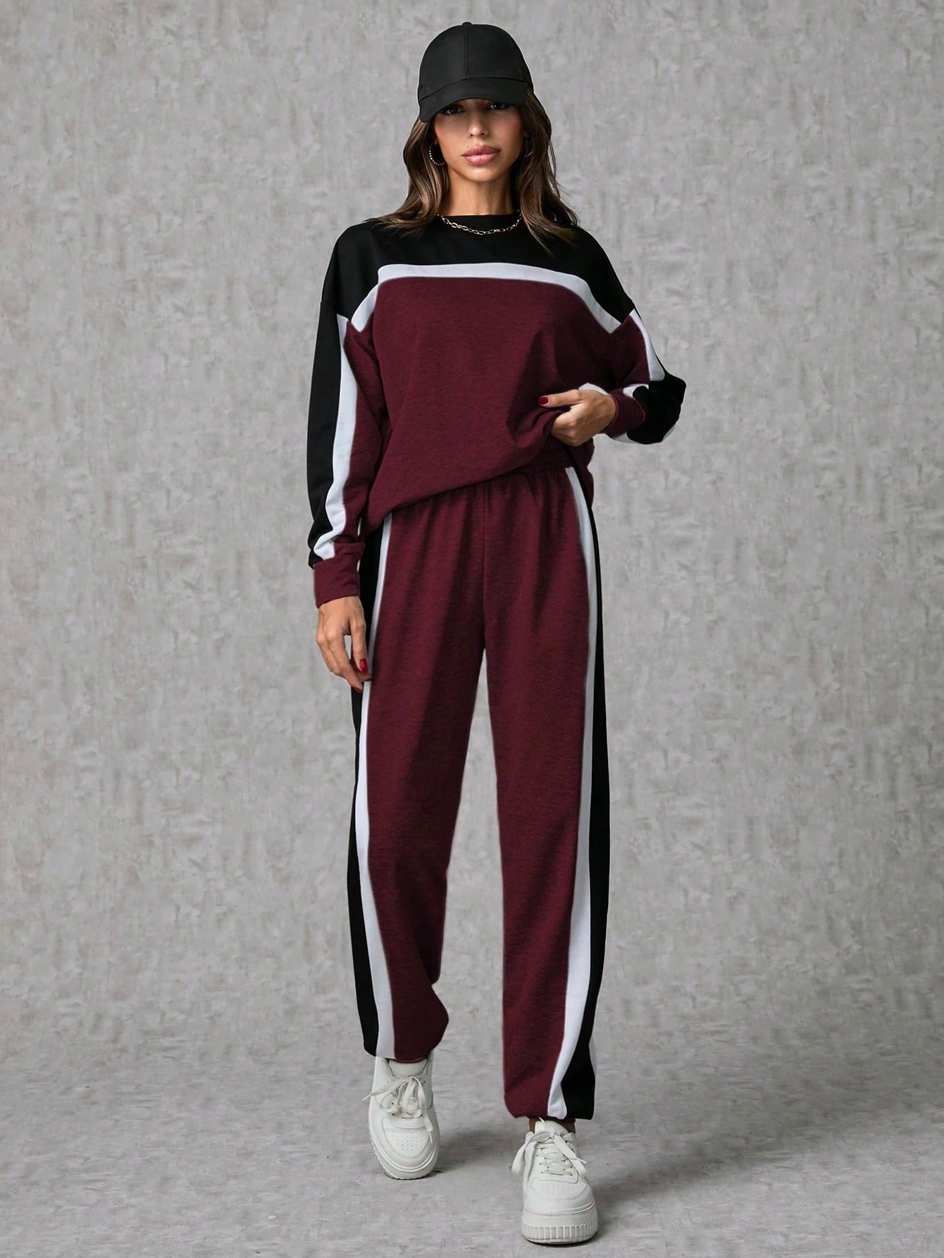 Two-Tone Jogger & Sweatshirt Co-Ord Set for Women