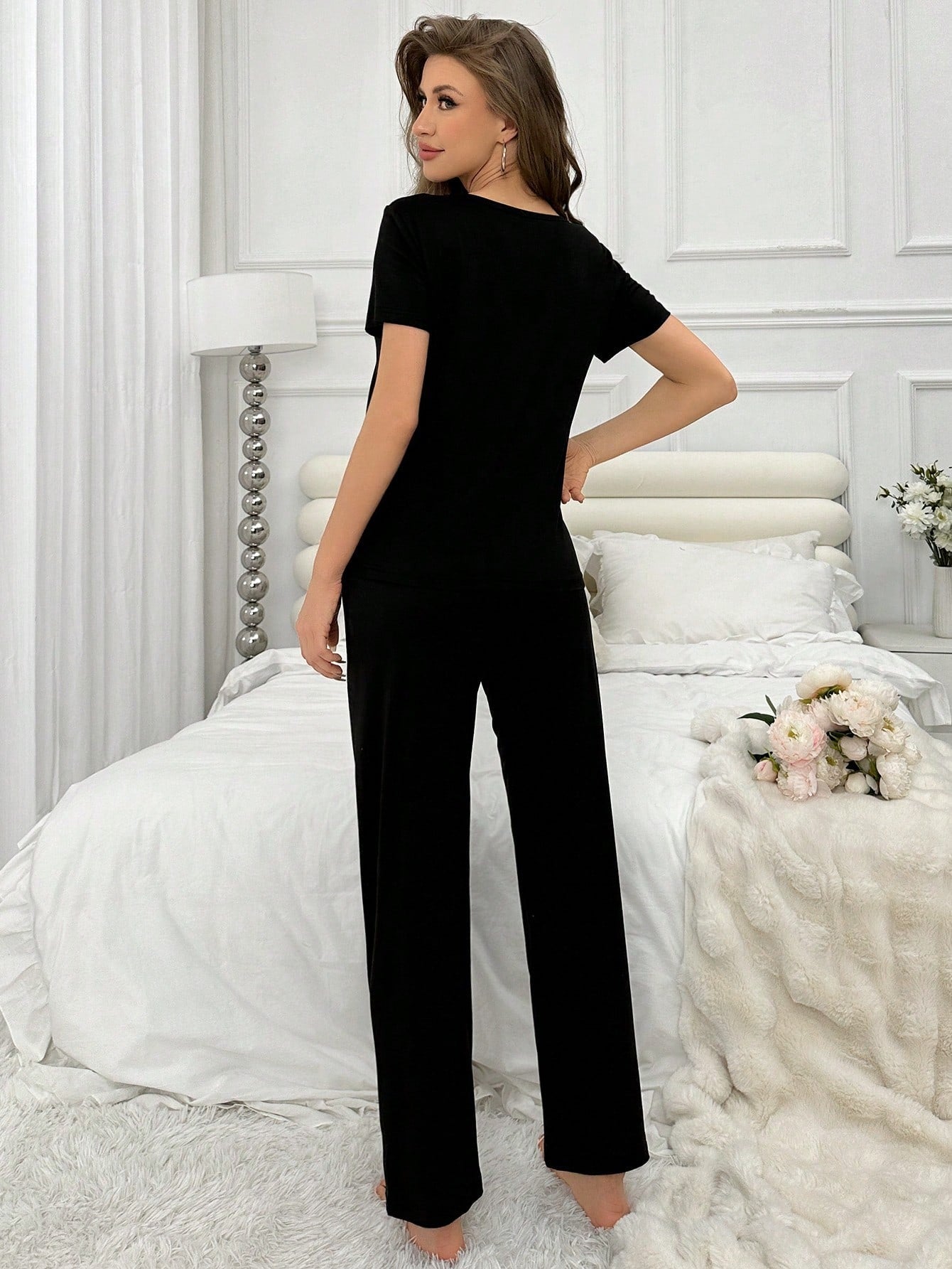 Deep Black Comfortable Women's Co-Ord Set