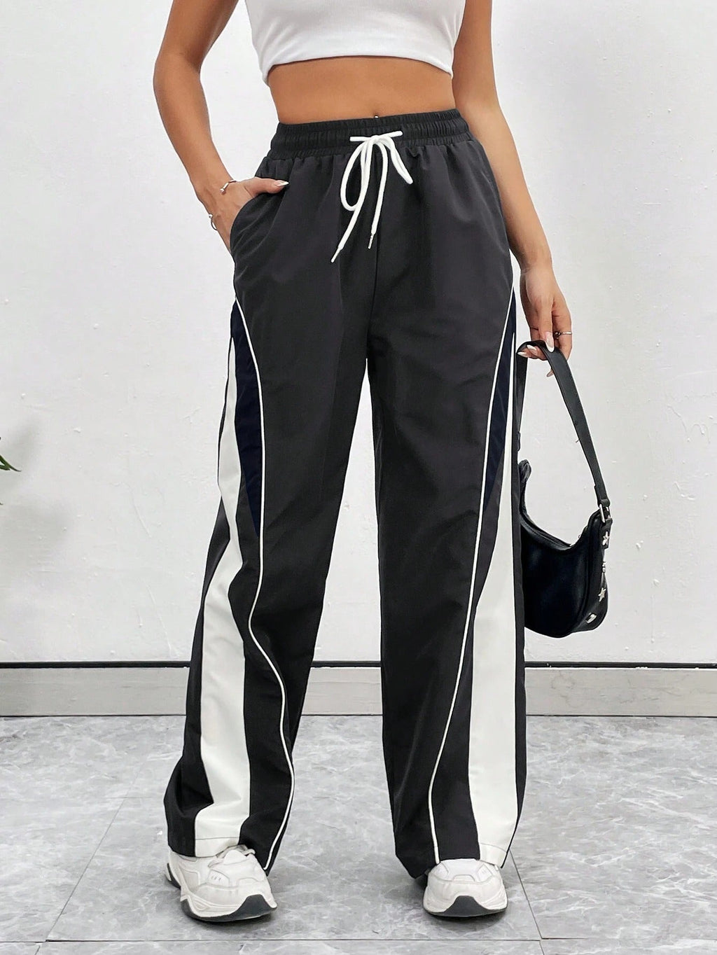 Deep Black Colour Boxy Women's Lowers
