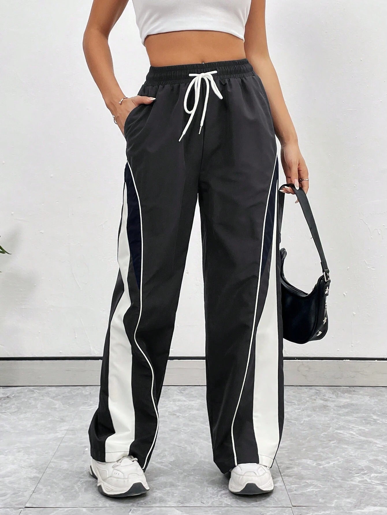 Deep Black Colour Boxy Women's Lowers