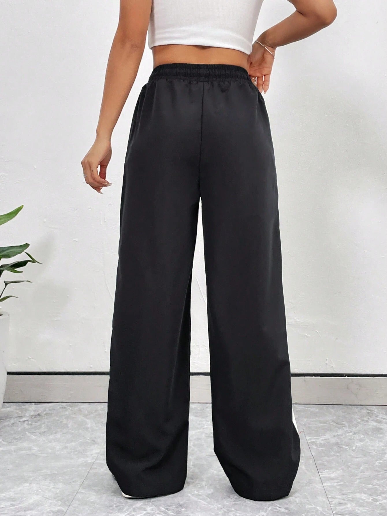 Deep Black Colour Boxy Women's Lowers