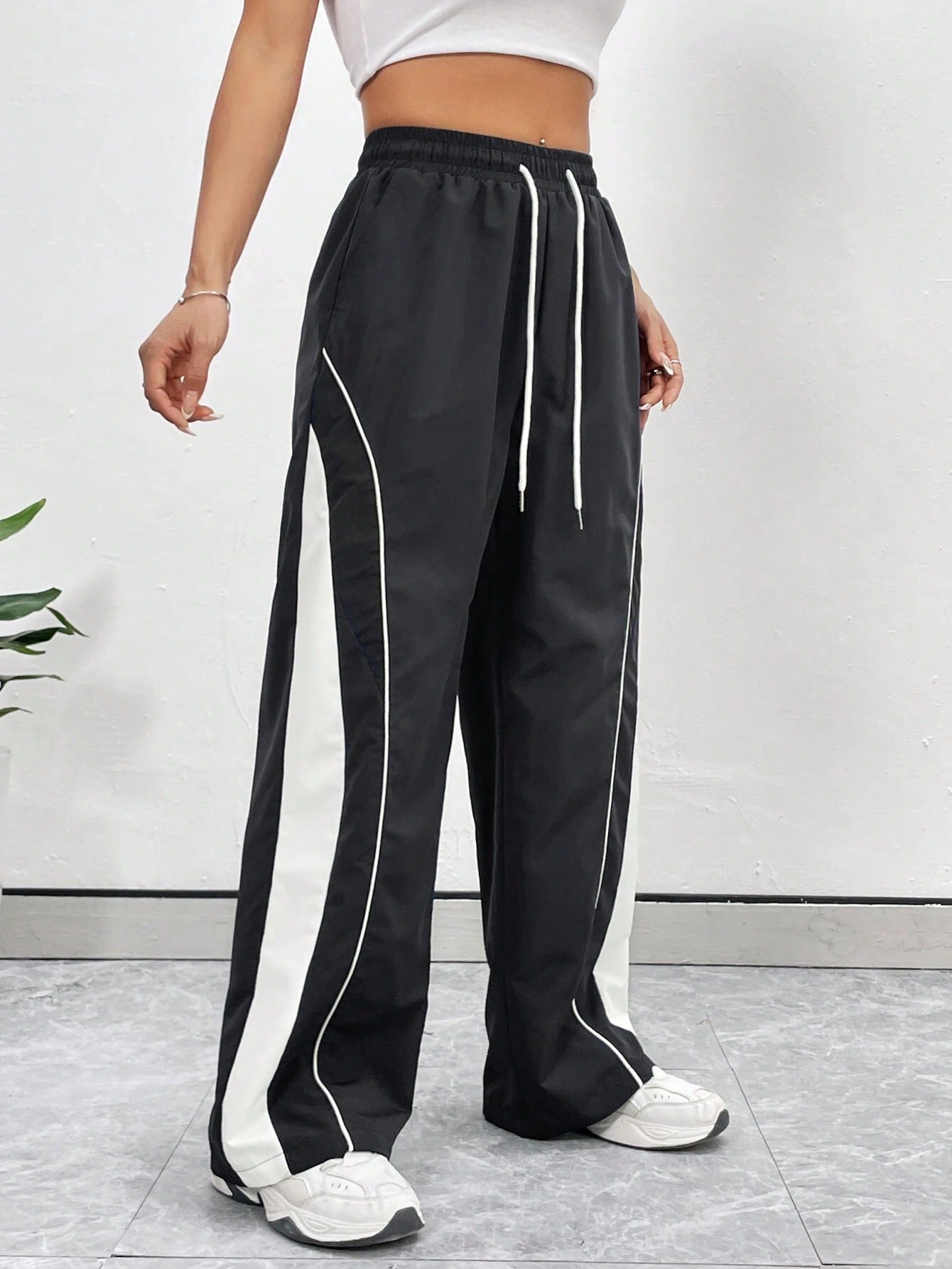 Deep Black Colour Boxy Women's Lowers