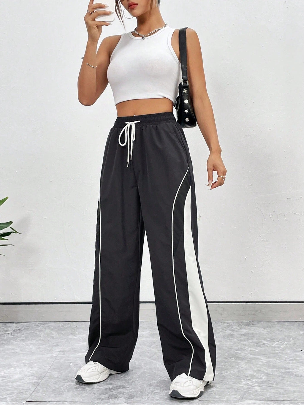Deep Black Colour Boxy Women's Lowers