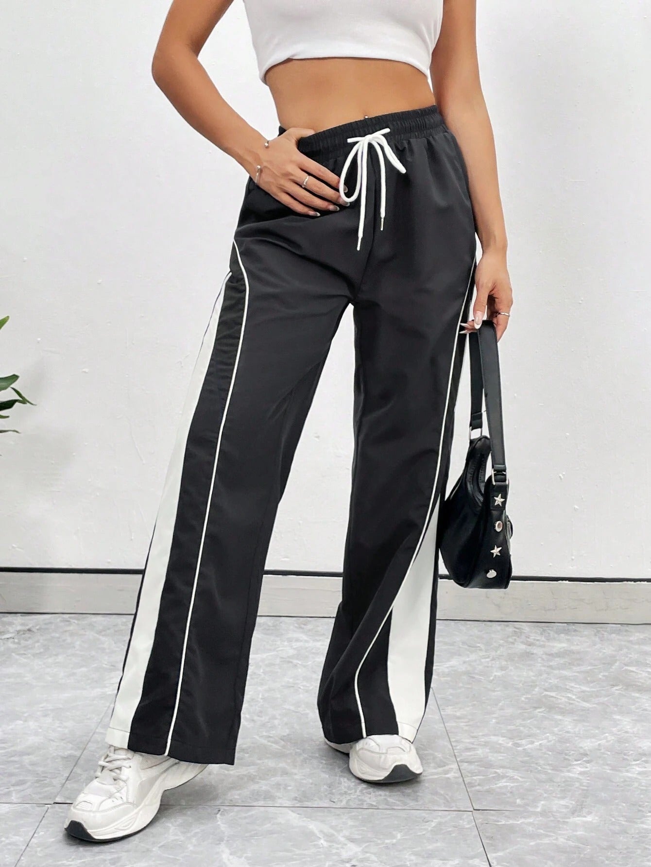 Deep Black Colour Boxy Women's Lowers