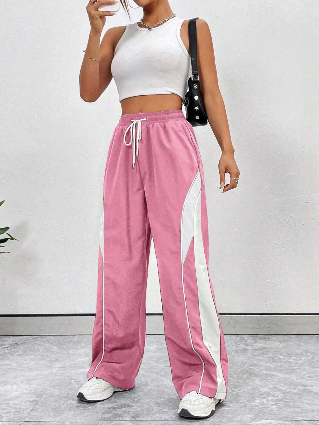 Baby Pink Colour Boxy Women's Lowers