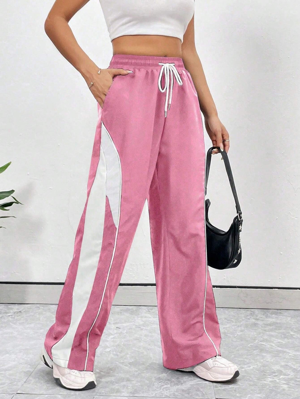 Baby Pink Colour Boxy Women's Lowers