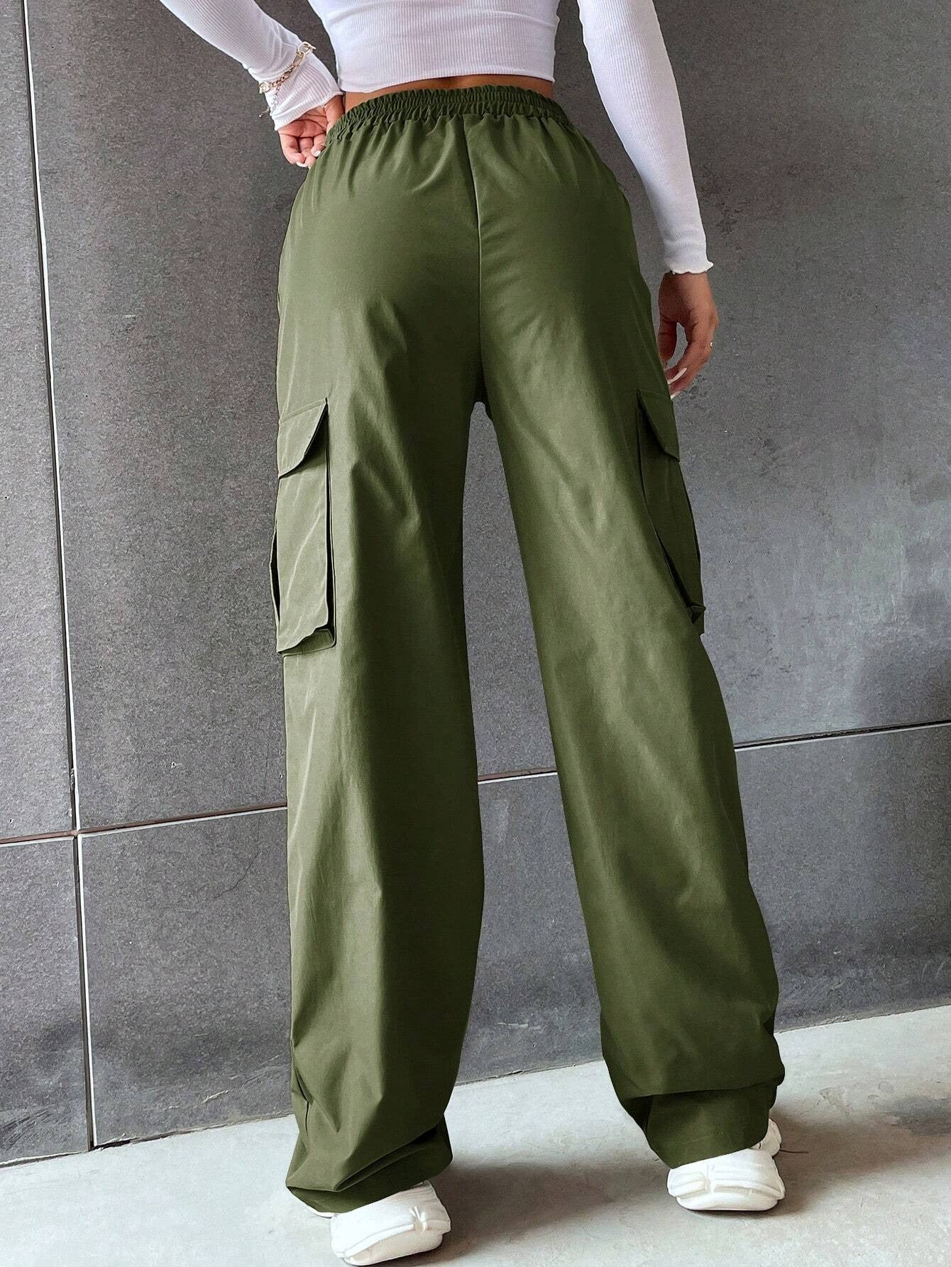 Olive Green Colour Boxy Women's Cargo Pants