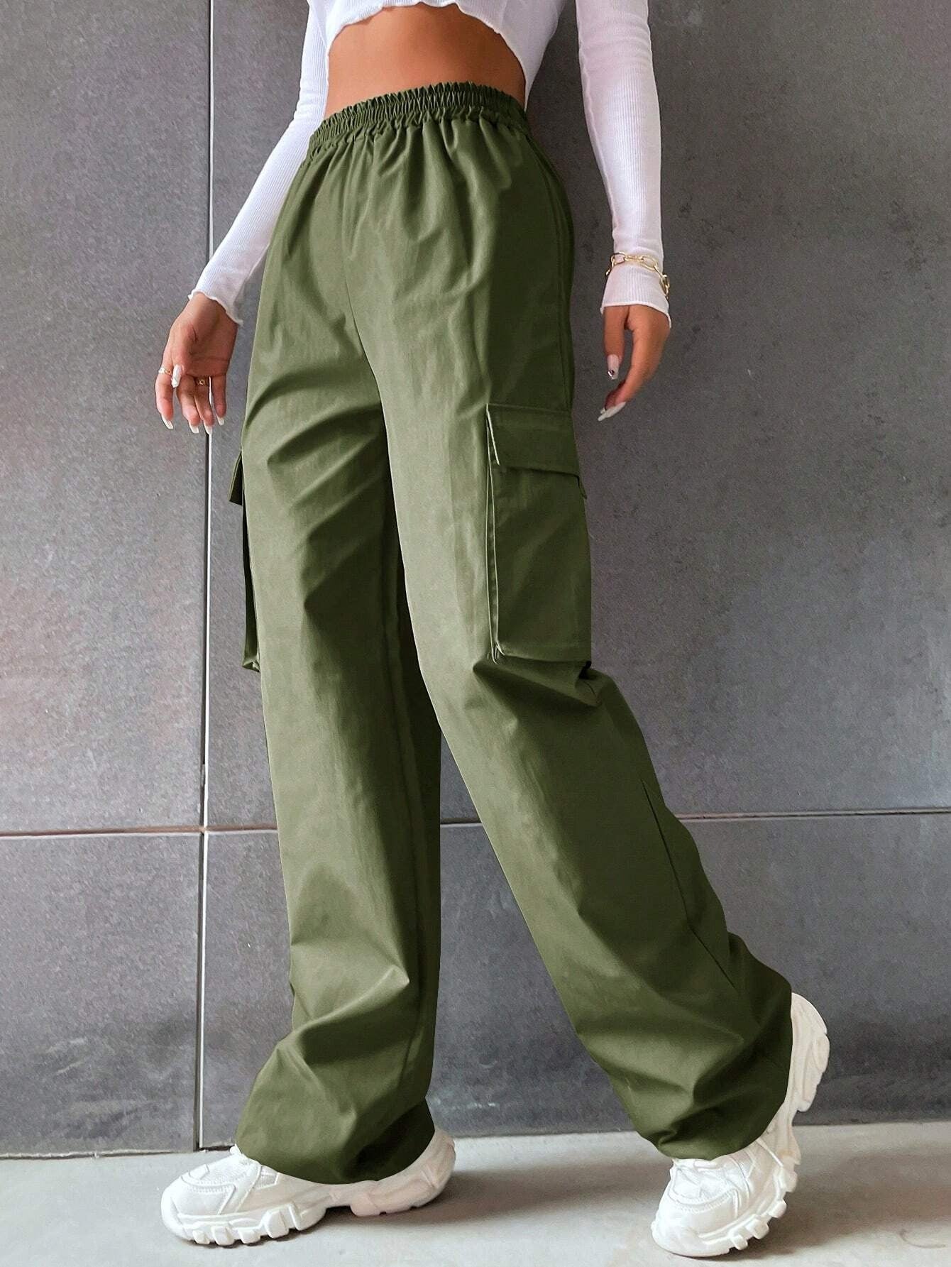 Olive Green Colour Boxy Women's Cargo Pants