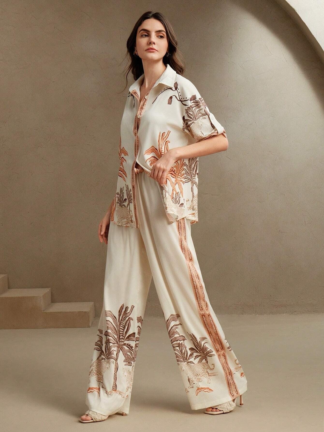 ARENIVA - Classi Co-Ord Set With Floral Printed with Back Tie-Up