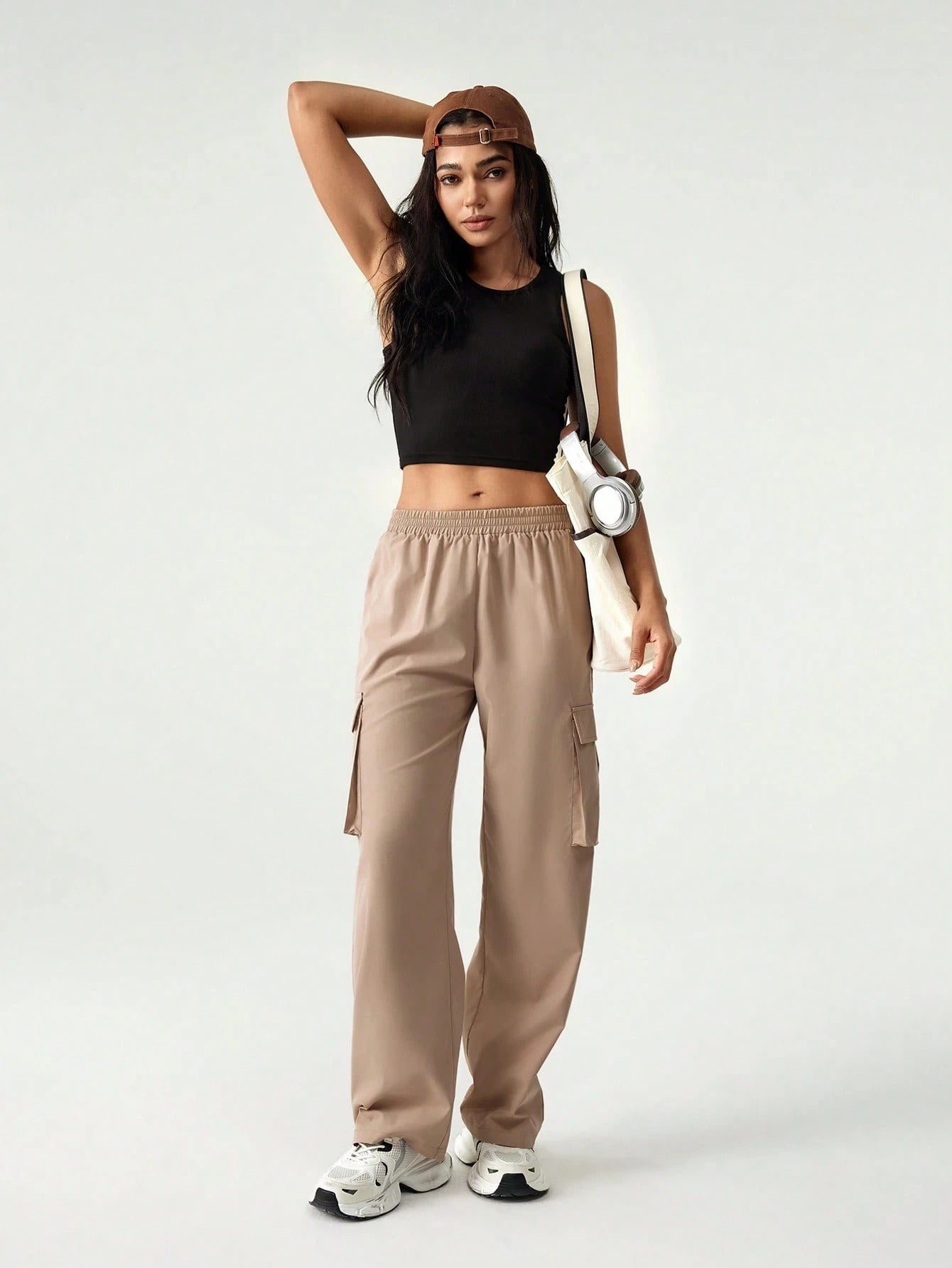 Dust Brown Colour Comfortable Women's Cargo Pants
