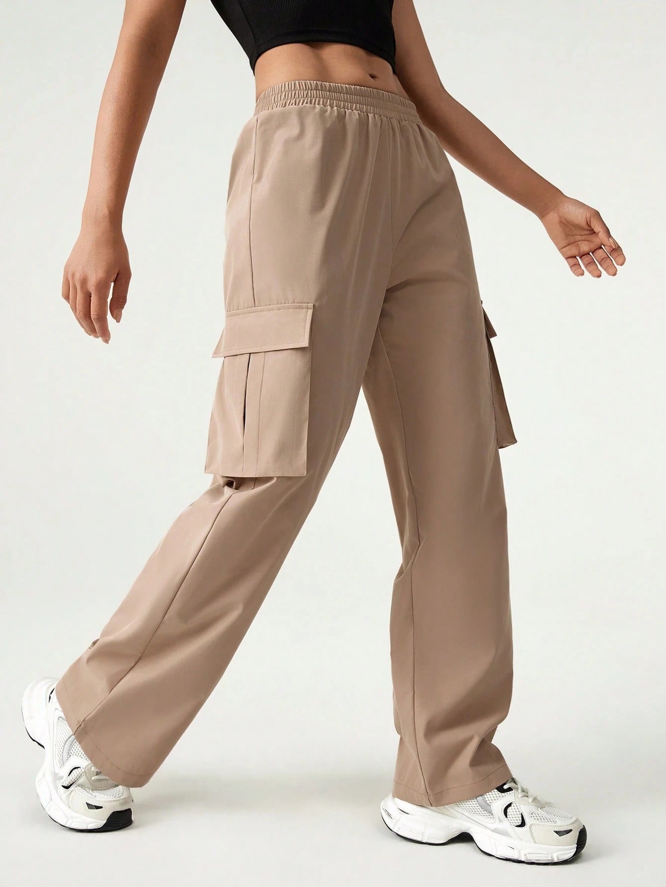 Dust Brown Colour Comfortable Women's Cargo Pants