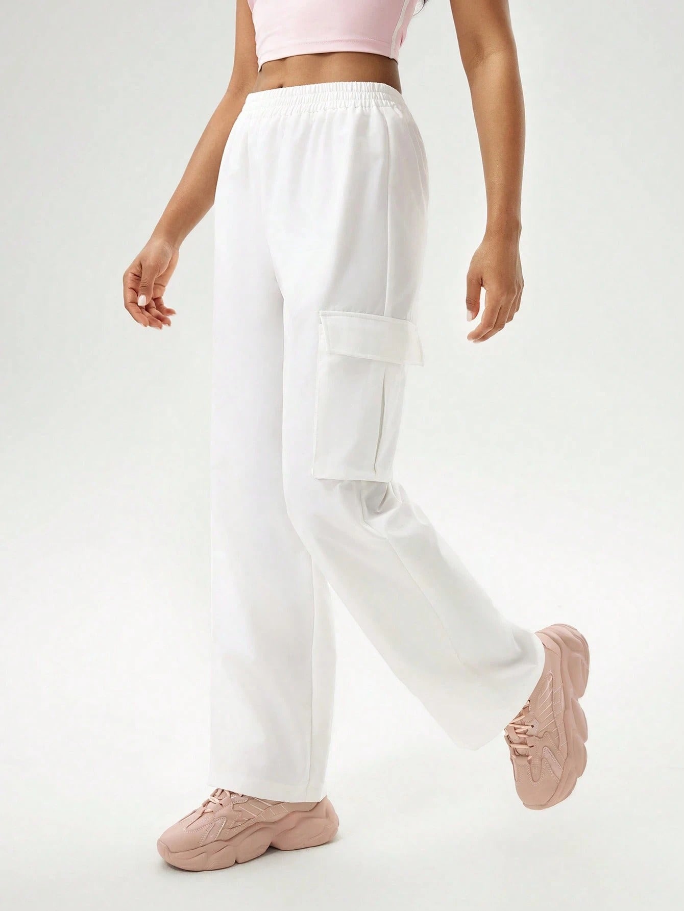 Snow White Colour Boxy Women's Cargo Pants