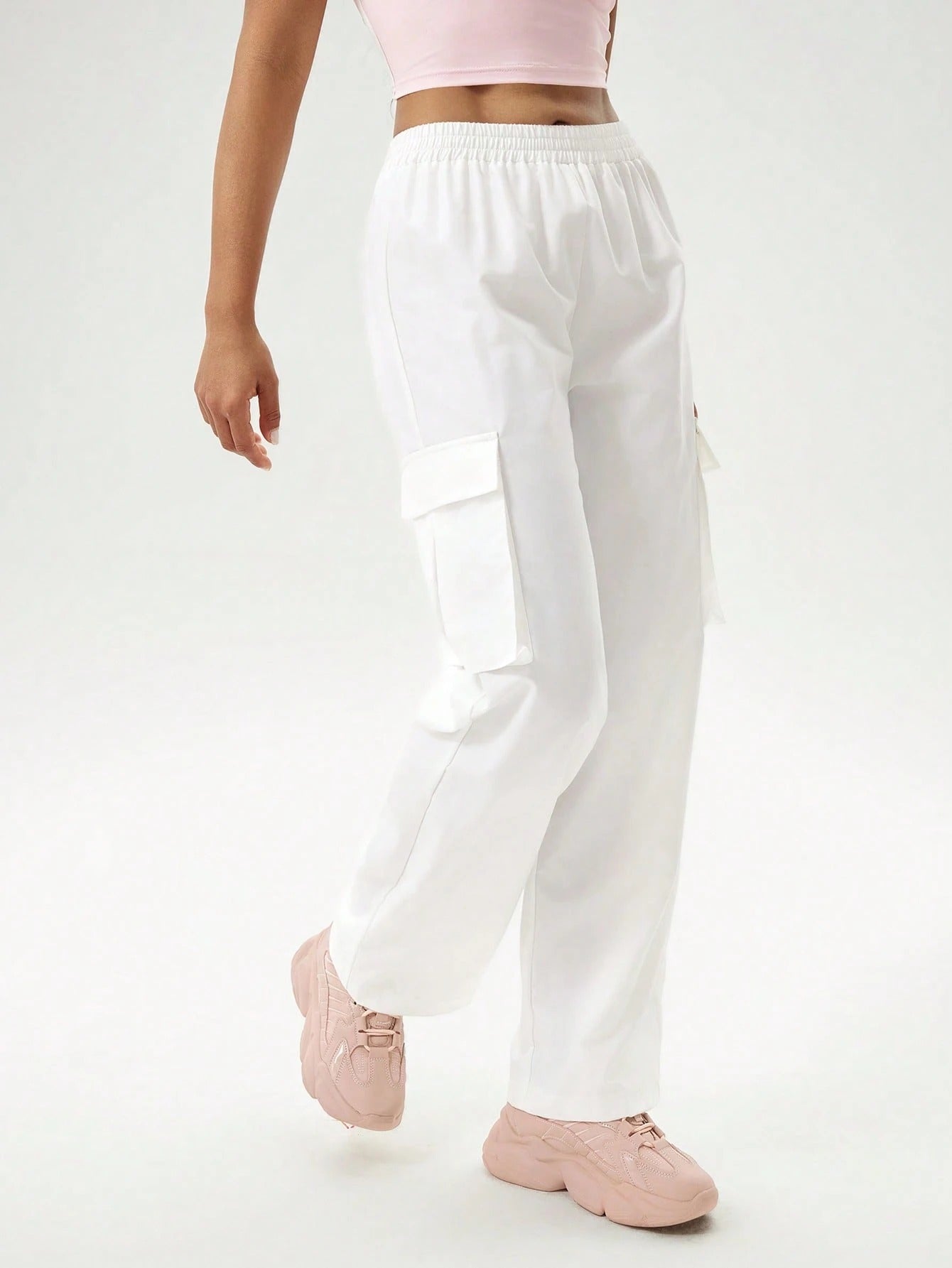 Snow White Colour Boxy Women's Cargo Pants