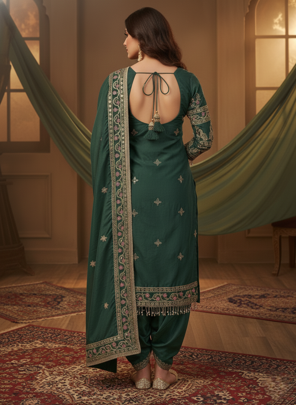 Dark Green Colour Designer Anarkali Suit With Dupatta