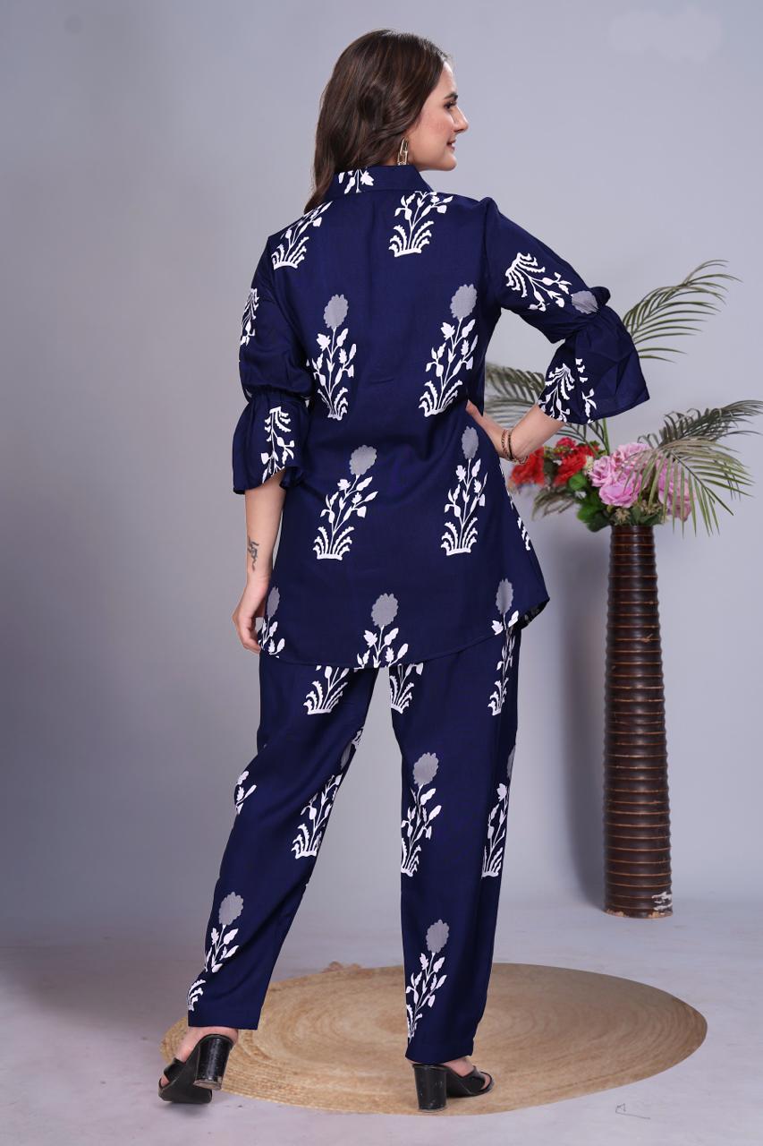 ARENIVA - Midnight Blue Colour Women's Comfortable Co-Ord Set