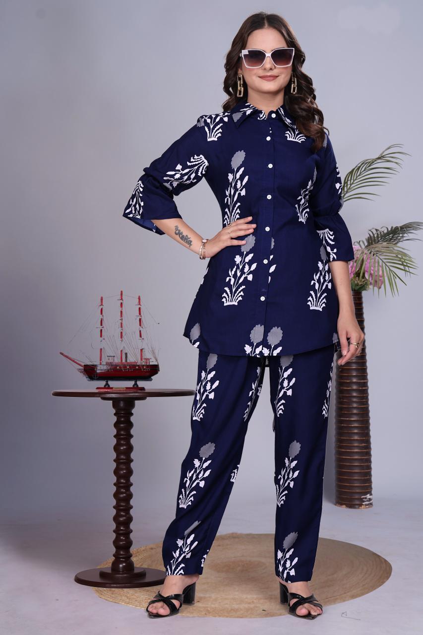 ARENIVA - Midnight Blue Colour Women's Comfortable Co-Ord Set
