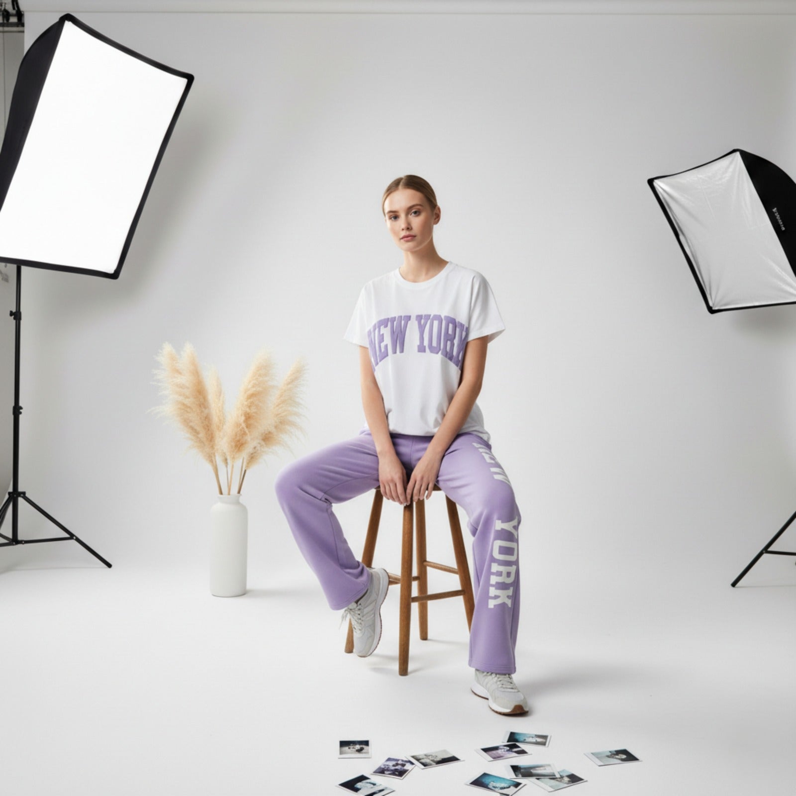 Lilac New York Graphic Women's Co-Ord Set – Comfortable Matching Top & Pants