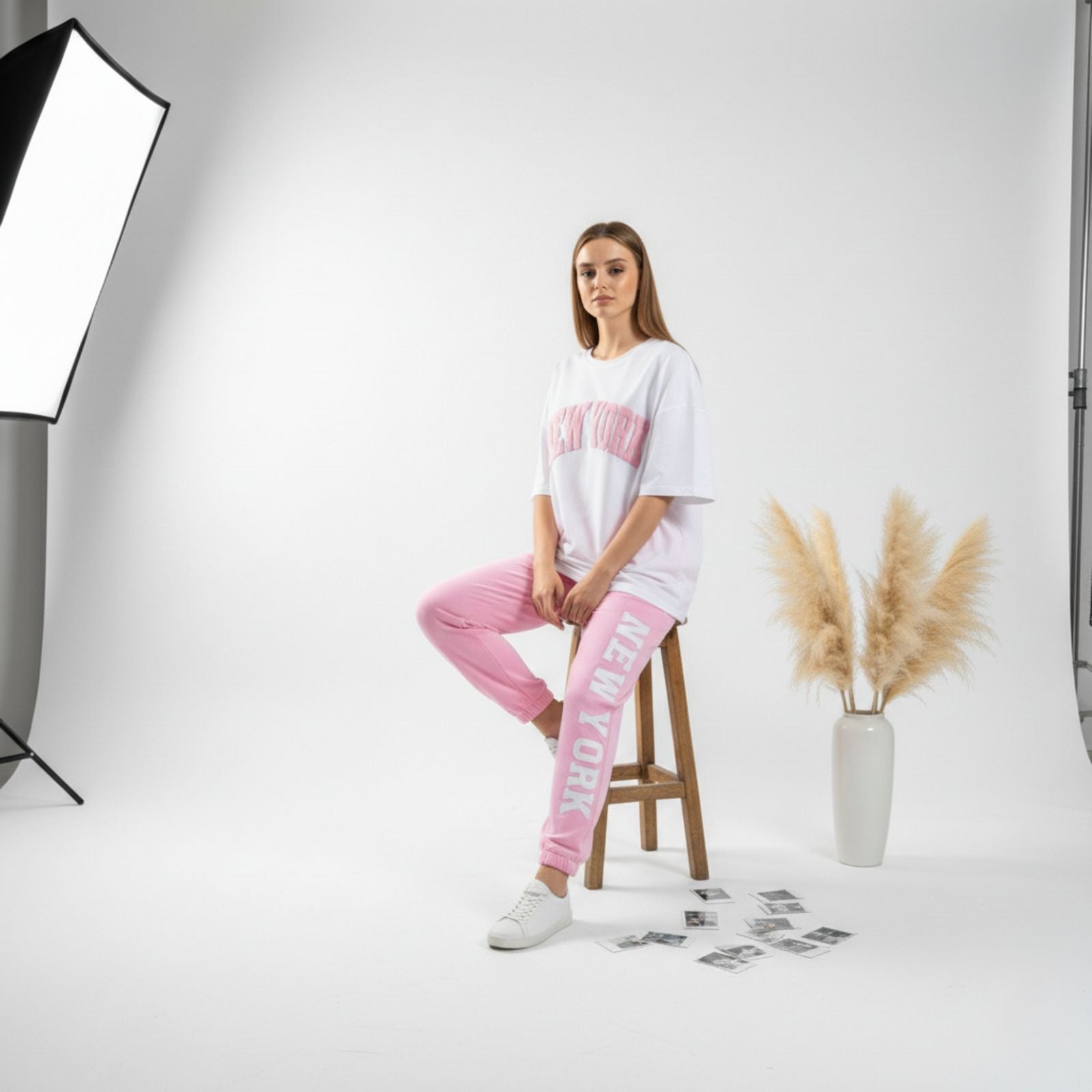 Baby Pink New York Graphic Women's Co-Ord Set – Comfortable Matching Top & Pants