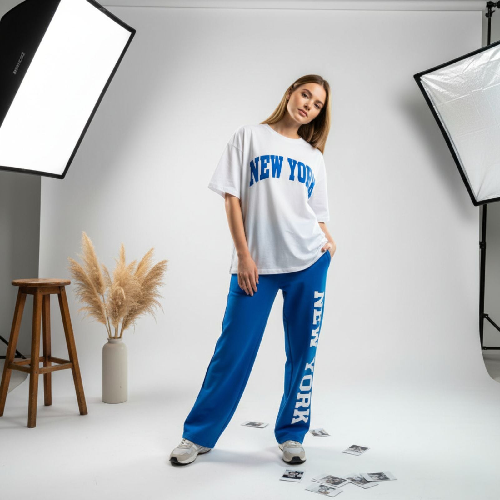 Royal Blue New York Graphic Women's Co-Ord Set – Comfortable Matching Top & Pants