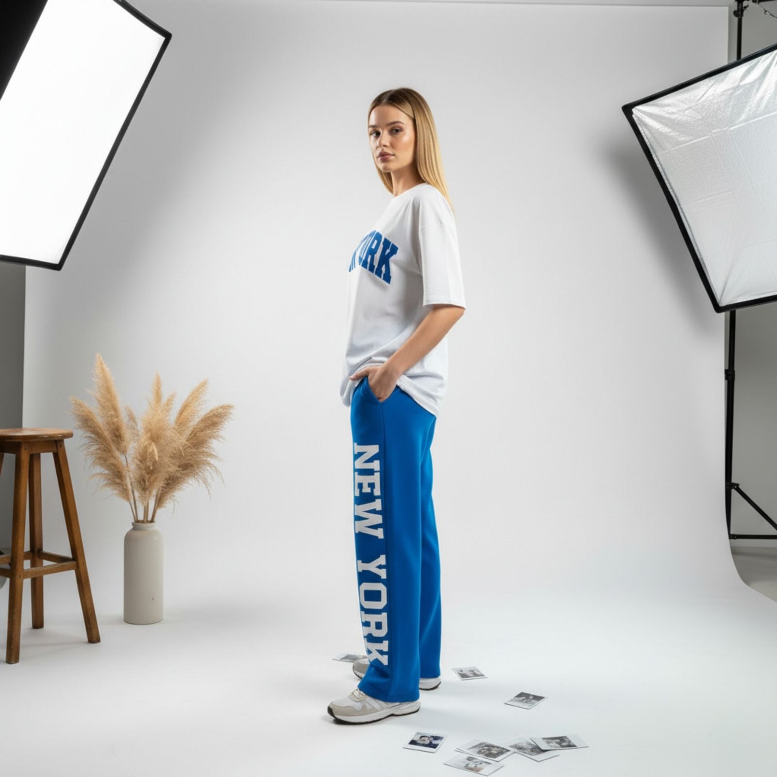 Royal Blue New York Graphic Women's Co-Ord Set – Comfortable Matching Top & Pants