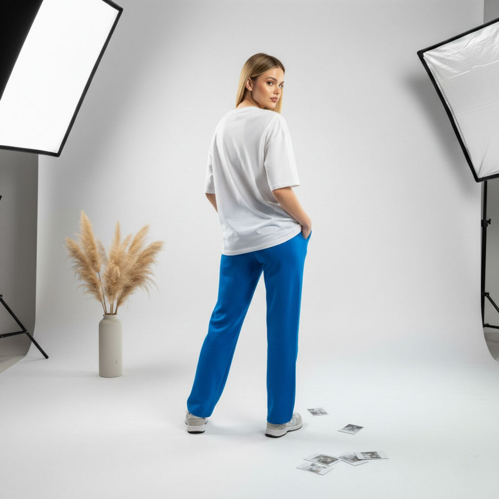 Royal Blue New York Graphic Women's Co-Ord Set – Comfortable Matching Top & Pants