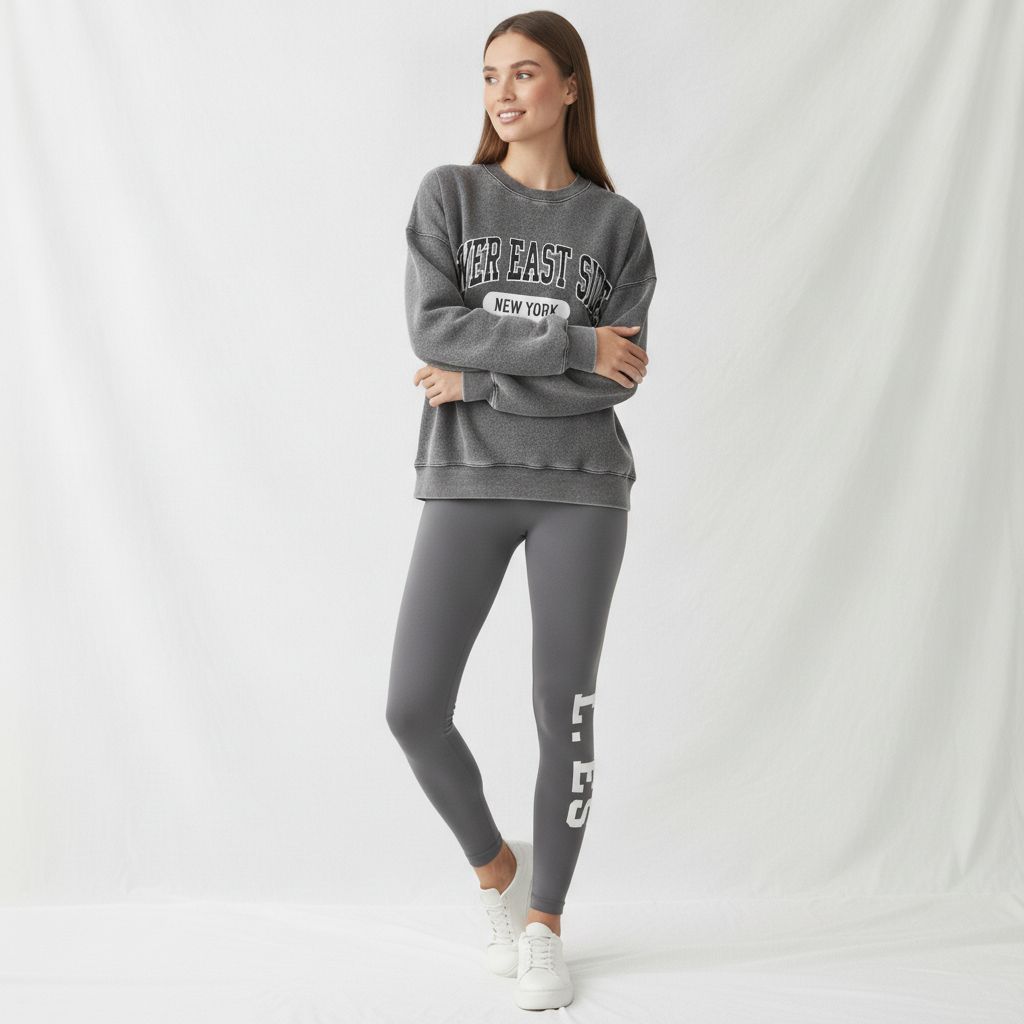 New York Varsity Athleisure Co-ord Set – Charcoal Grey