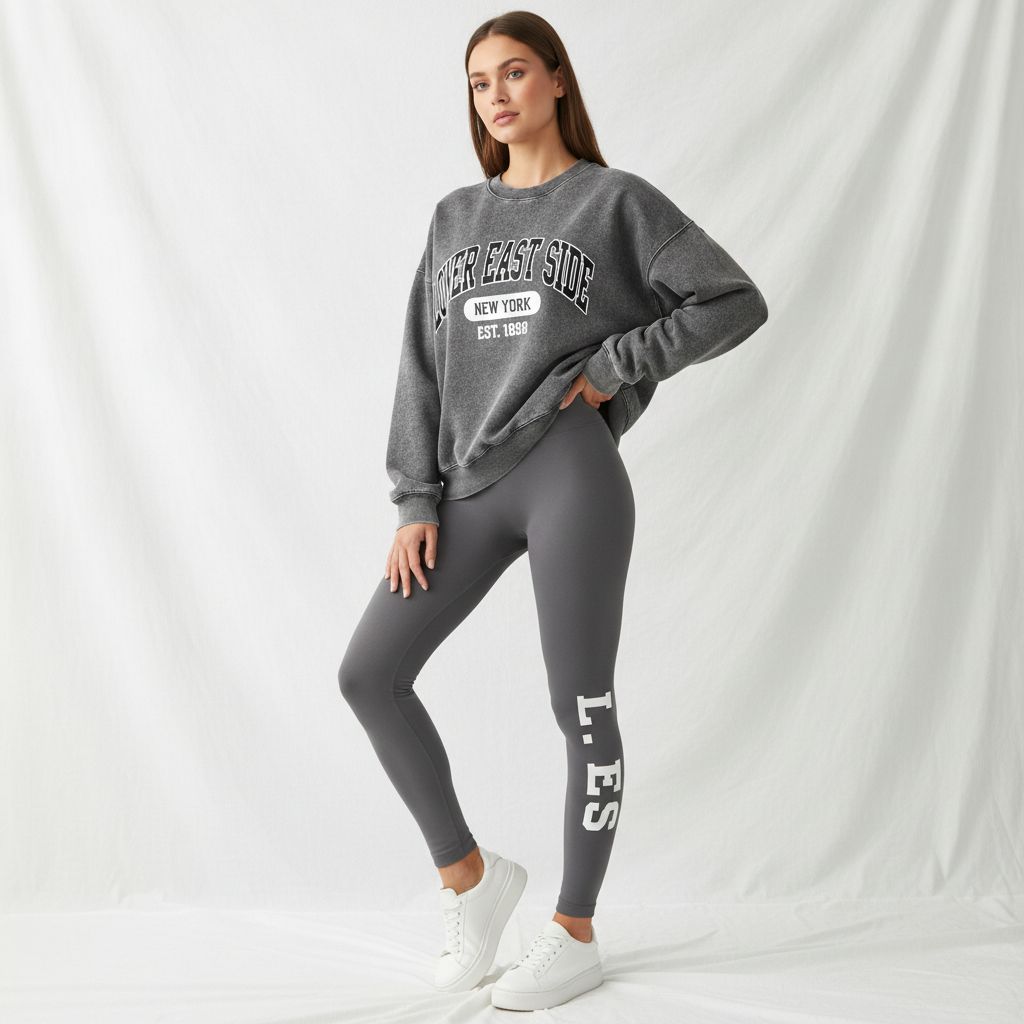 New York Varsity Athleisure Co-ord Set – Charcoal Grey