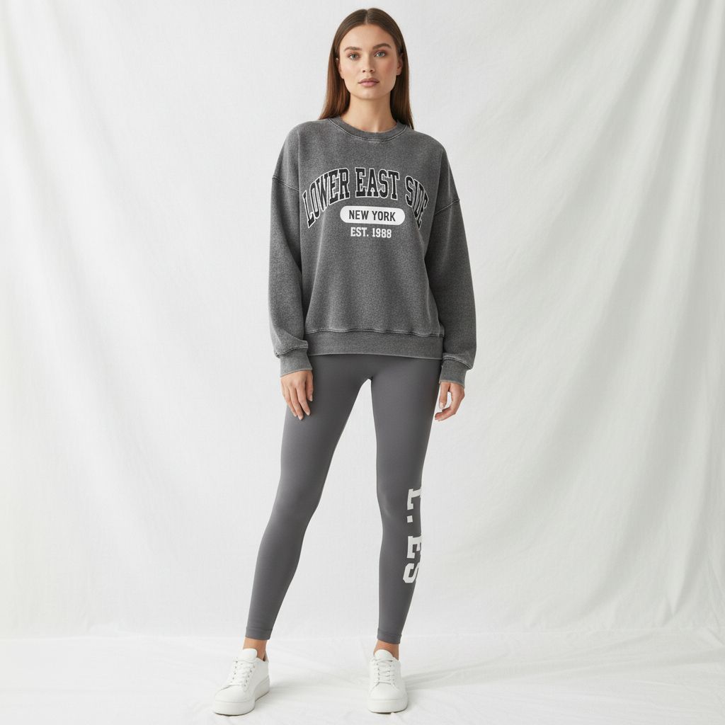 New York Varsity Athleisure Co-ord Set – Charcoal Grey