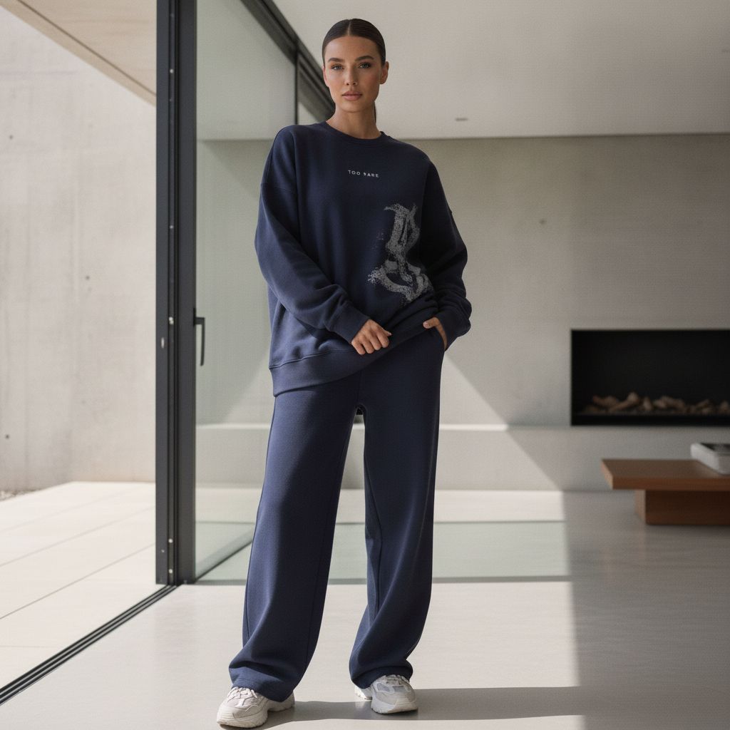 Women's Premium Graphic Sweatshirt & Wide-Leg Pants Set