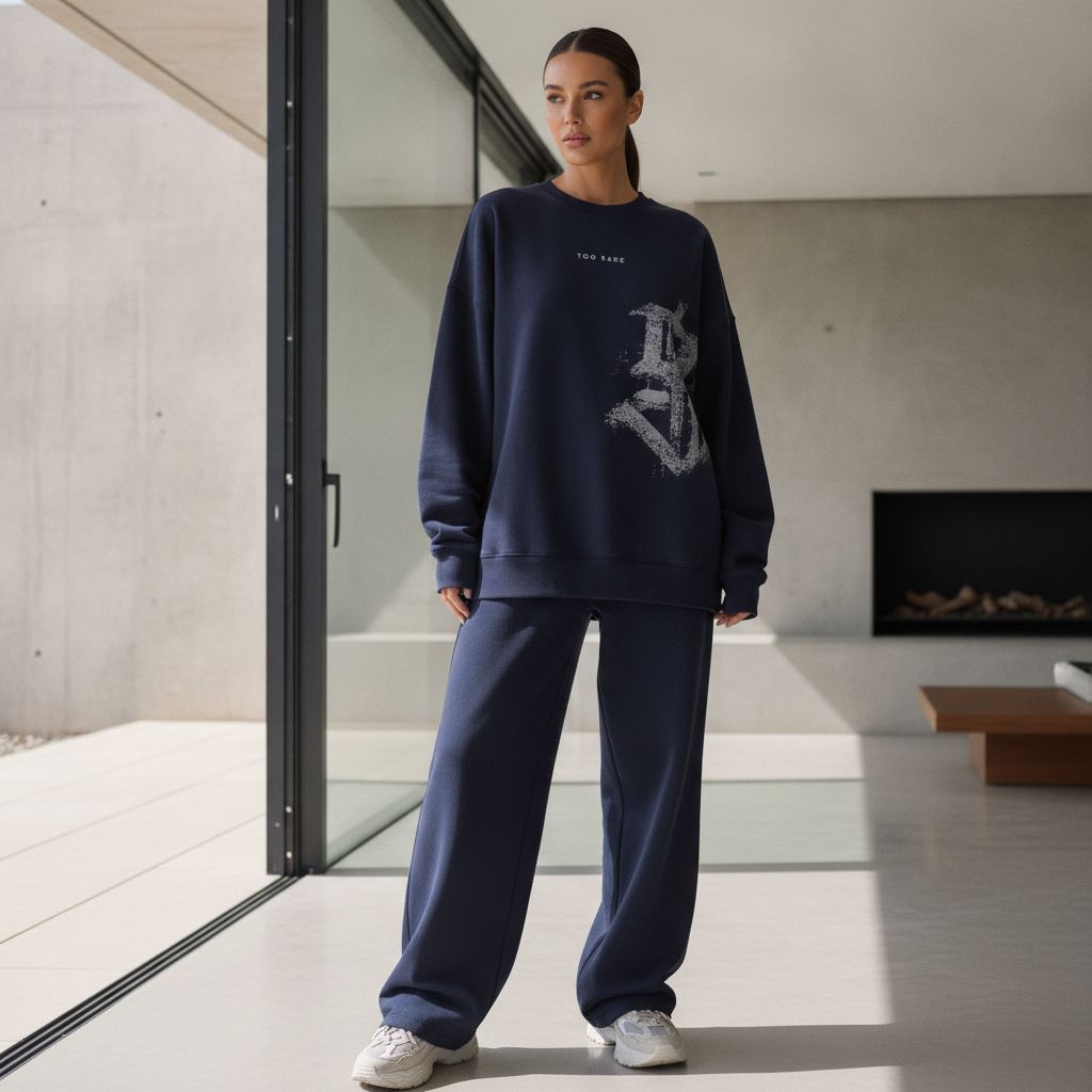 Women's Premium Graphic Sweatshirt & Wide-Leg Pants Set