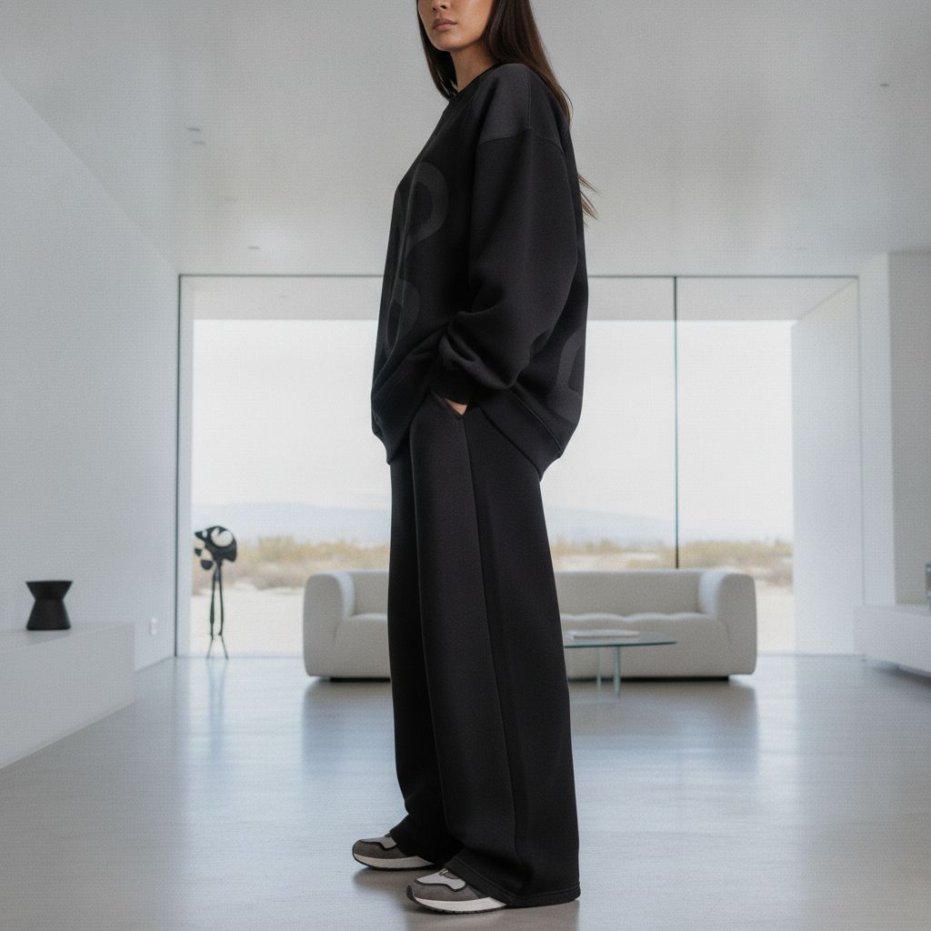 Women's Luxe Oversized Co-ord Set – Black