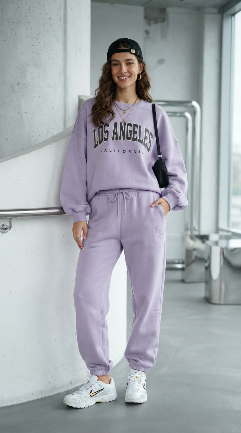 Los Angels Lilac Colour Oversized Comfortable Women's Co-ord Set