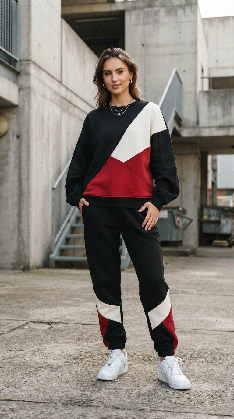 Women’s Colorblock Oversized Sweatshirt & Jogger Co-ord Set
