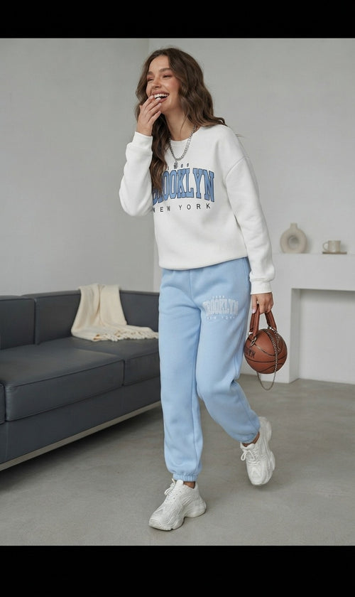"Brooklyn" Baby Blue Colour Comfortable Women's Co-ord Set