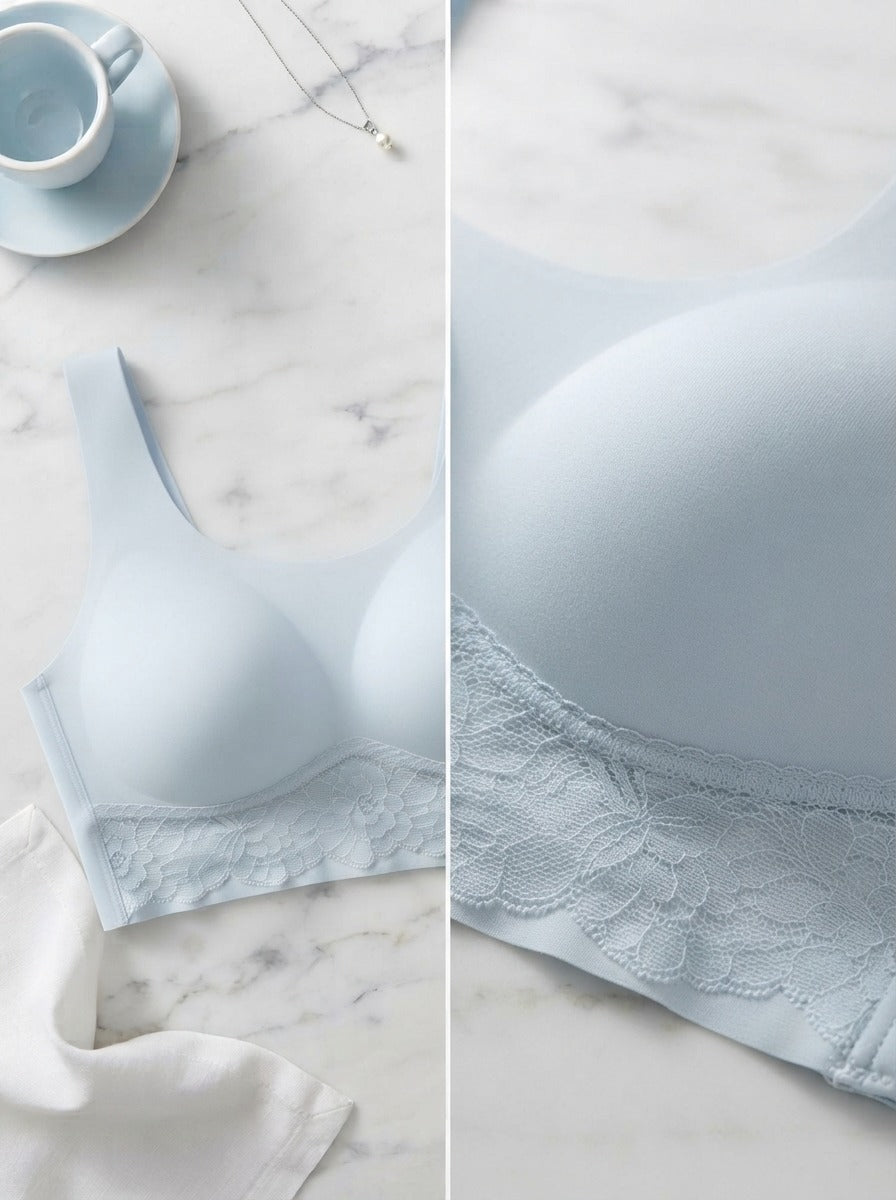 Blue Mist Lace Trim Bra