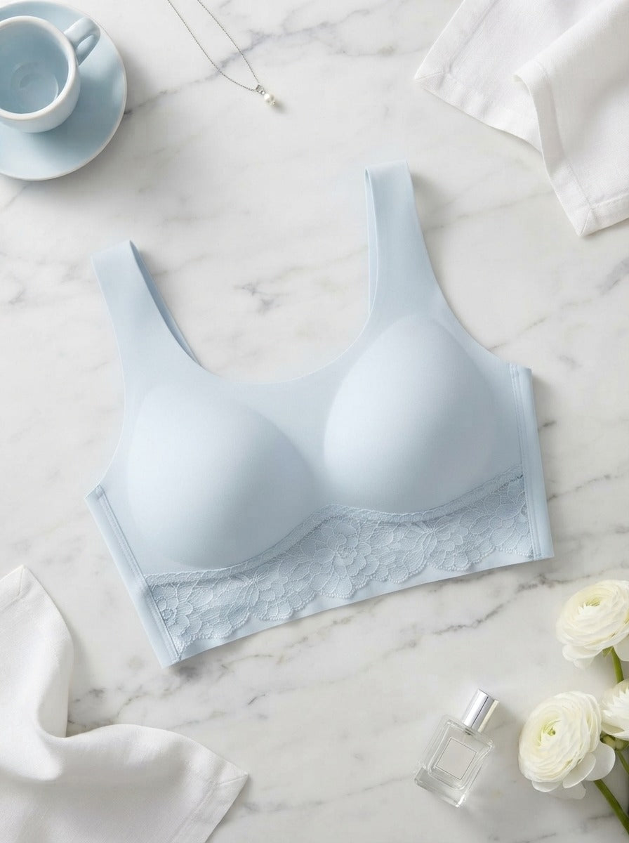 Blue Mist Lace Trim Bra