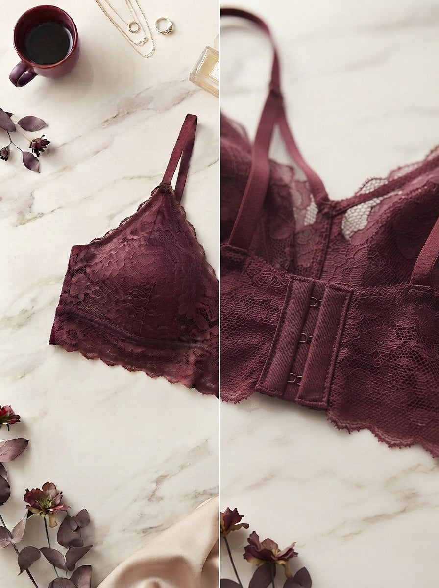 Velvet Wine Lace Bra