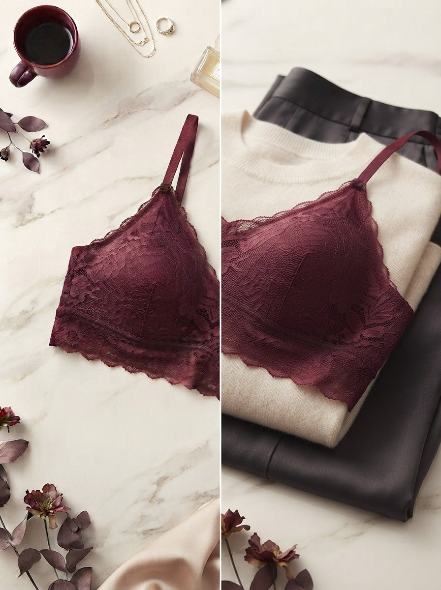 Velvet Wine Lace Bra