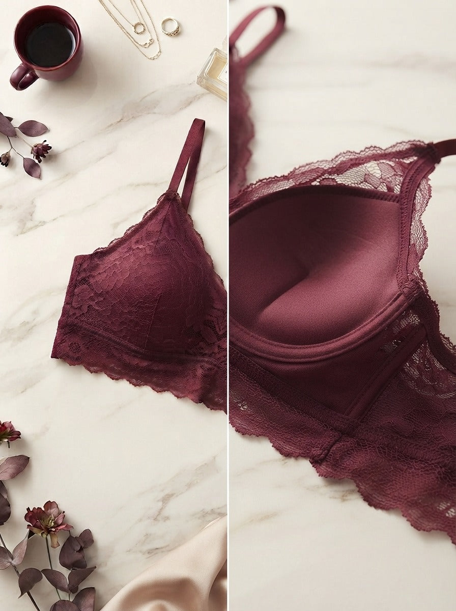 Velvet Wine Lace Bra