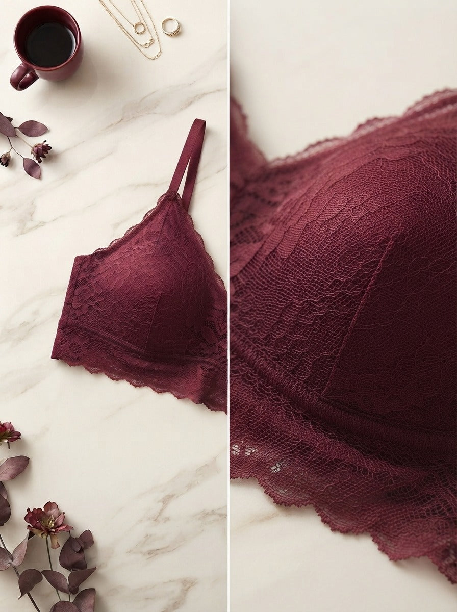 Velvet Wine Lace Bra