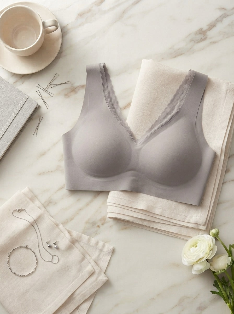 Misty Lilac Lace Trim Bra