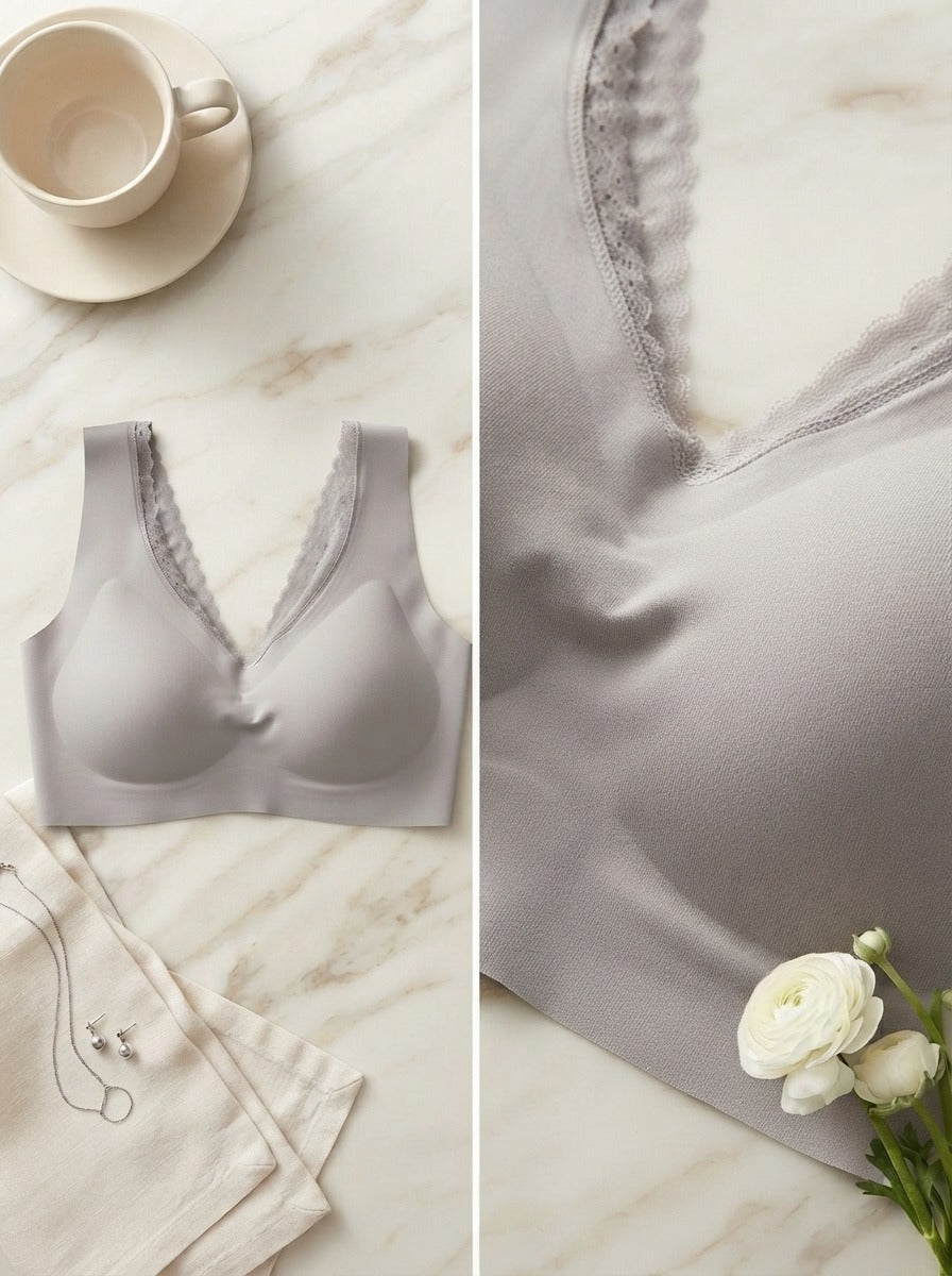 Misty Lilac Lace Trim Bra