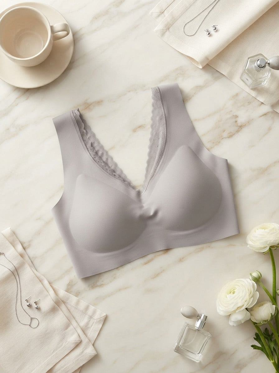 Misty Lilac Lace Trim Bra