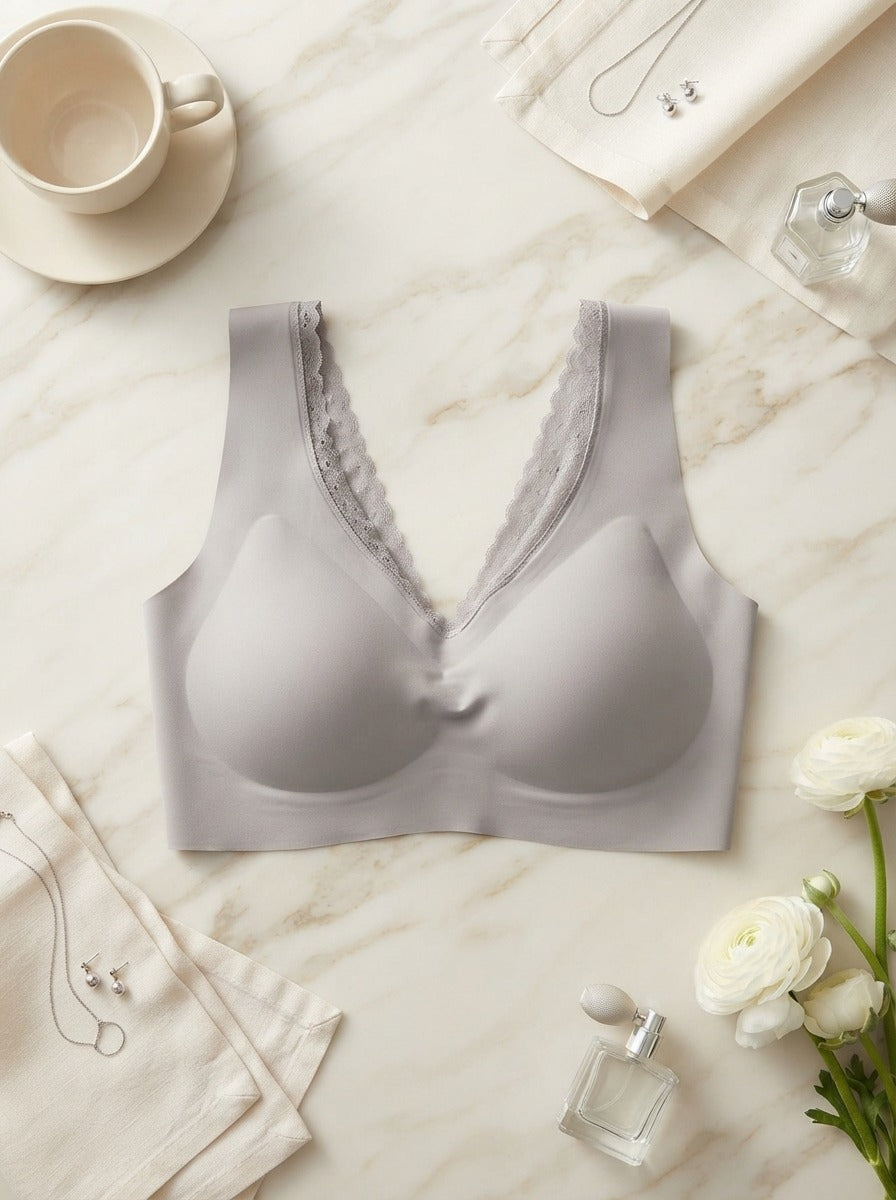 Misty Lilac Lace Trim Bra