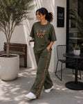Olive Green Leopard Edge Co-ord Set