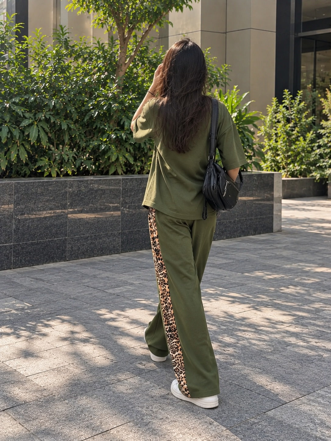 Olive Green Leopard Edge Co-ord Set