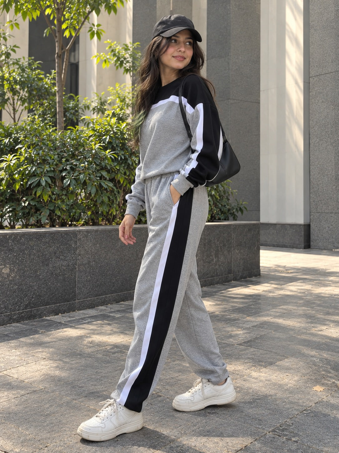 Grey & Black Rich Colorblock Co-Ord-Set